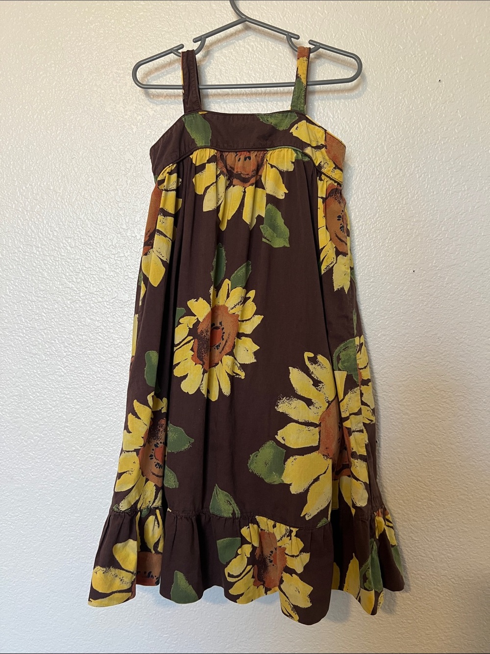 Vintage Baby GAP Sundress brown with Yellow Sunflower Print size 5T